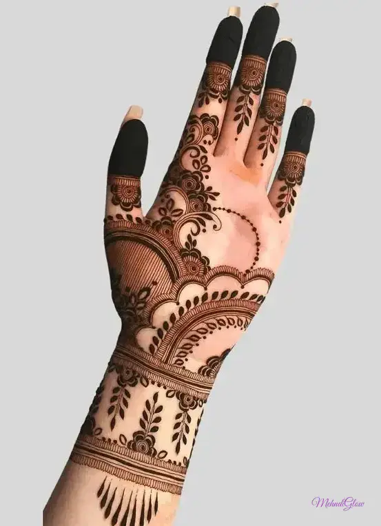 Simple One Side Mehndi Design For Front Hand